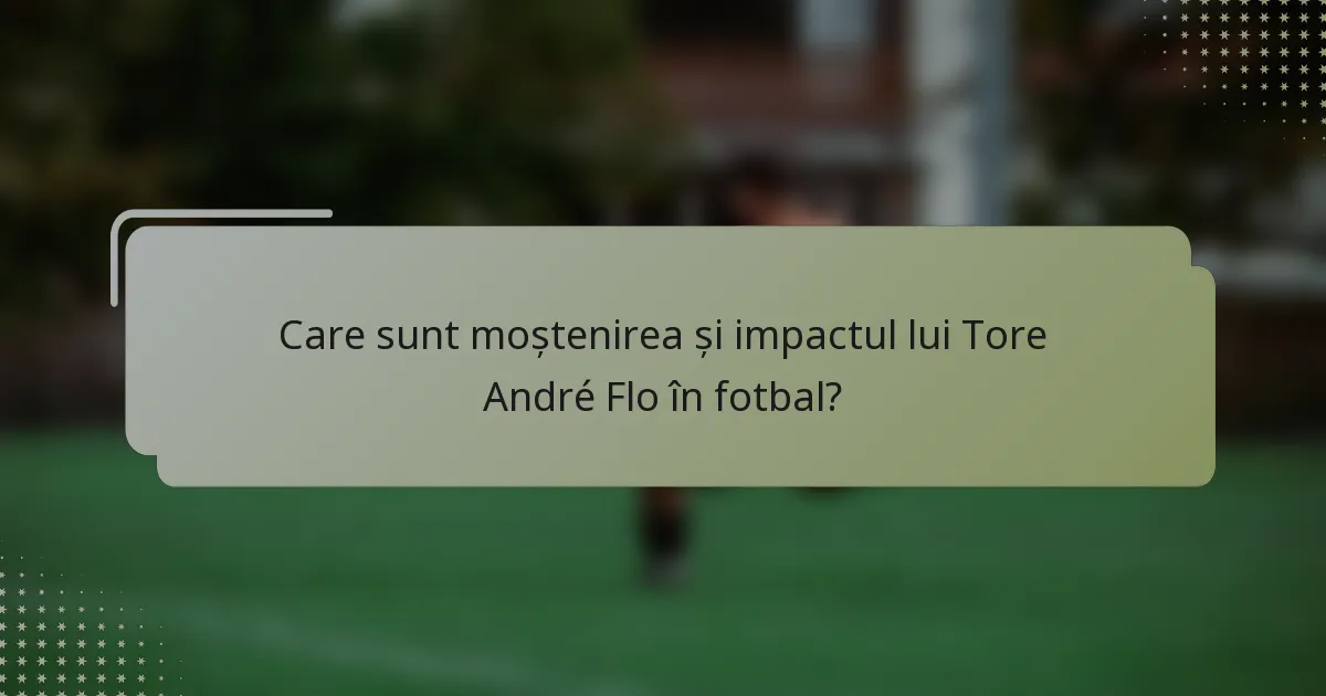 Care sunt moștenirea și impactul lui Tore André Flo în fotbal?