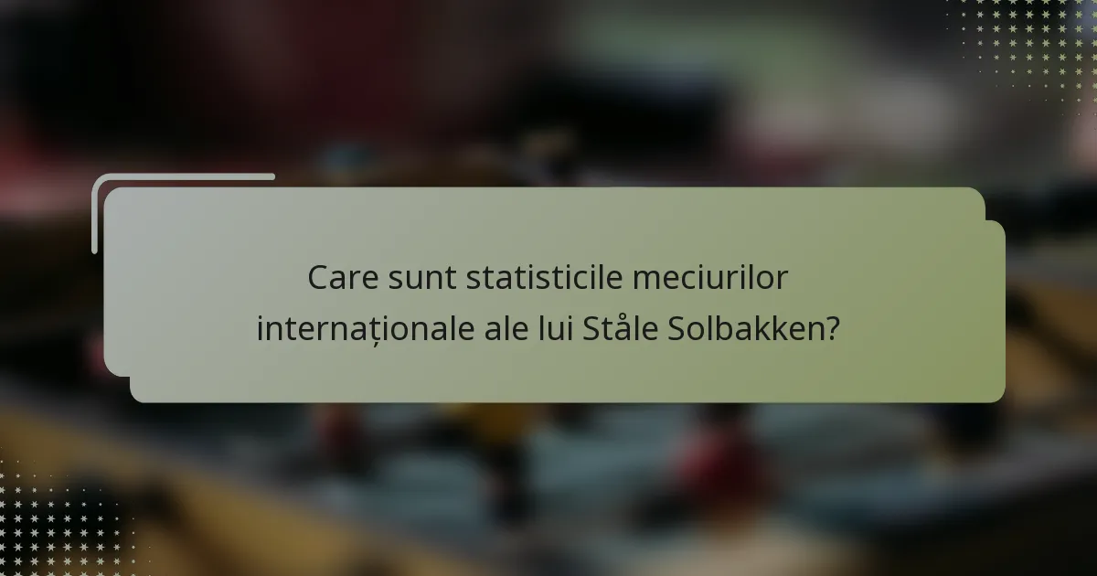 Care sunt statisticile meciurilor internaționale ale lui Ståle Solbakken?