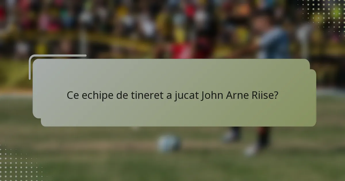 Ce echipe de tineret a jucat John Arne Riise?