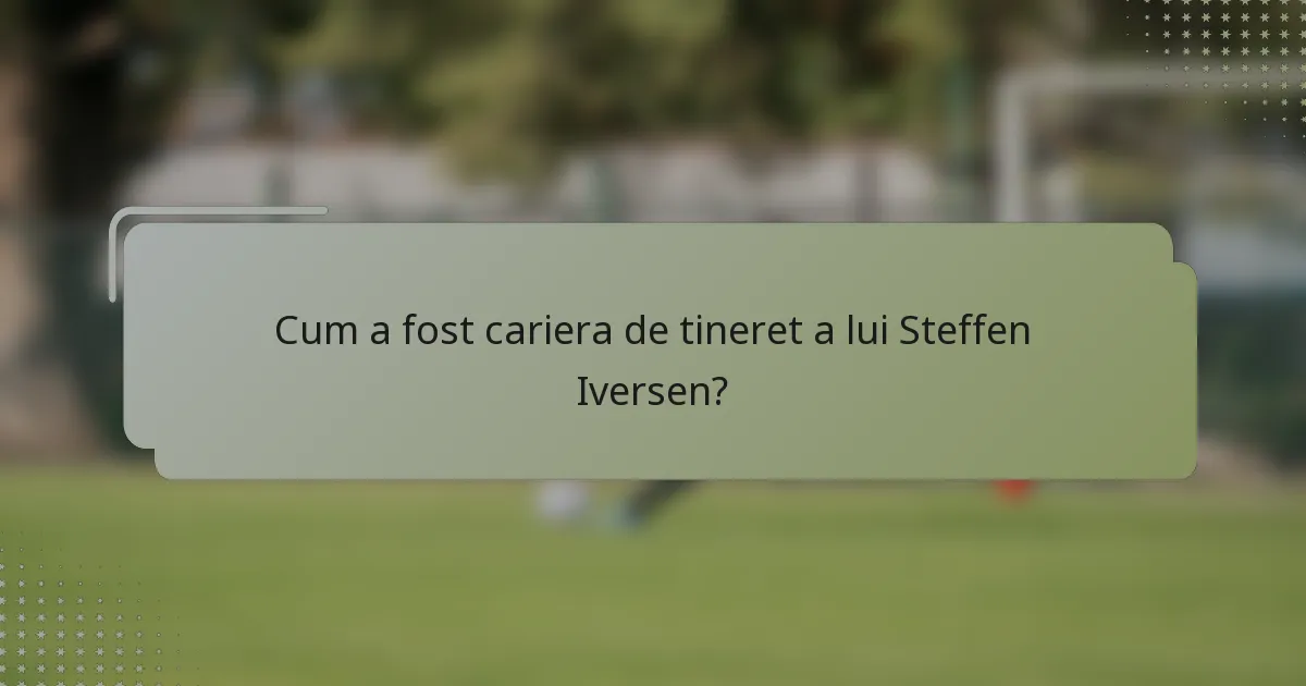 Cum a fost cariera de tineret a lui Steffen Iversen?